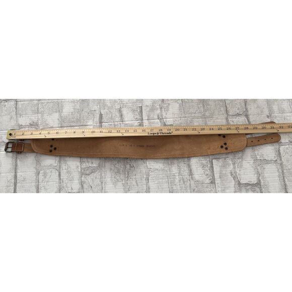VTG Divided H&M Vintage Brown Leather Double Buckle Wide Waist Cinch Belt Sz S